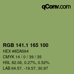 カラーコード: RGB 141.1 165 100 | qconv.com