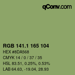 カラーコード: RGB 141.1 165 104 | qconv.com
