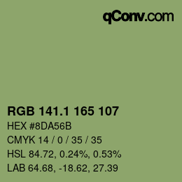 カラーコード: RGB 141.1 165 107 | qconv.com