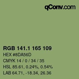 カラーコード: RGB 141.1 165 109 | qconv.com