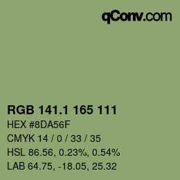 カラーコード: RGB 141.1 165 111 | qconv.com