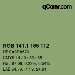 カラーコード: RGB 141.1 165 112 | qconv.com