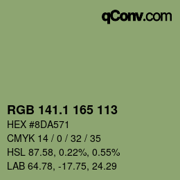 カラーコード: RGB 141.1 165 113 | qconv.com