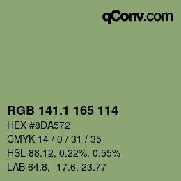 Color code: RGB 141.1 165 114 | qconv.com