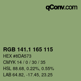 カラーコード: RGB 141.1 165 115 | qconv.com