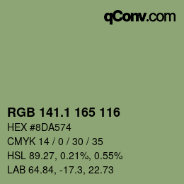カラーコード: RGB 141.1 165 116 | qconv.com