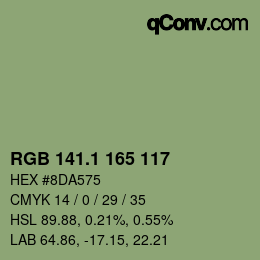 カラーコード: RGB 141.1 165 117 | qconv.com
