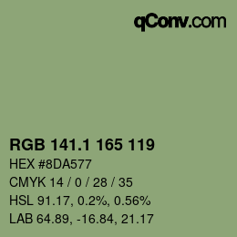 Color code: RGB 141.1 165 119 | qconv.com