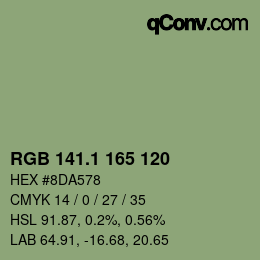 カラーコード: RGB 141.1 165 120 | qconv.com