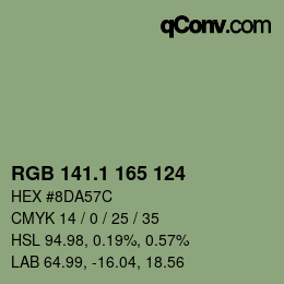 カラーコード: RGB 141.1 165 124 | qconv.com