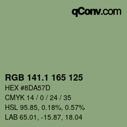 カラーコード: RGB 141.1 165 125 | qconv.com