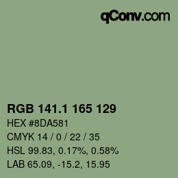 カラーコード: RGB 141.1 165 129 | qconv.com