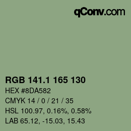 Color code: RGB 141.1 165 130 | qconv.com
