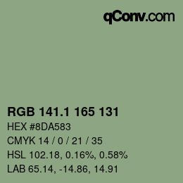 カラーコード: RGB 141.1 165 131 | qconv.com