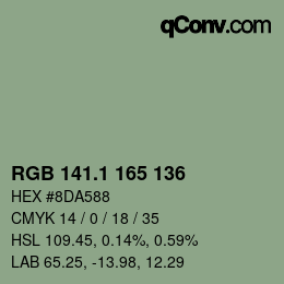 カラーコード: RGB 141.1 165 136 | qconv.com