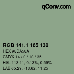 Color code: RGB 141.1 165 138 | qconv.com