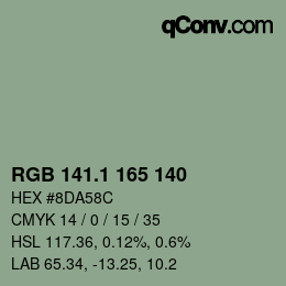 Color code: RGB 141.1 165 140 | qconv.com