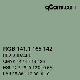 カラーコード: RGB 141.1 165 142 | qconv.com