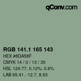 Color code: RGB 141.1 165 143 | qconv.com