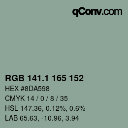 Color code: RGB 141.1 165 152 | qconv.com