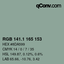 カラーコード: RGB 141.1 165 153 | qconv.com