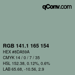 カラーコード: RGB 141.1 165 154 | qconv.com