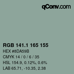 Farbcode: RGB 141.1 165 155 | qconv.com