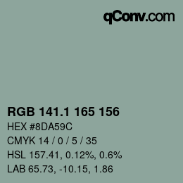 カラーコード: RGB 141.1 165 156 | qconv.com