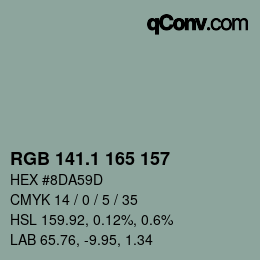 Color code: RGB 141.1 165 157 | qconv.com