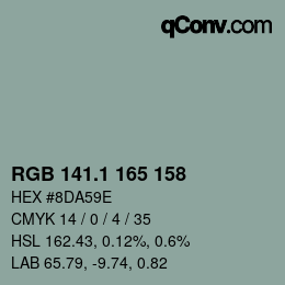 Color code: RGB 141.1 165 158 | qconv.com