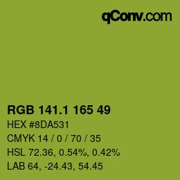 カラーコード: RGB 141.1 165 49 | qconv.com