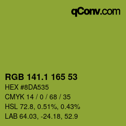 カラーコード: RGB 141.1 165 53 | qconv.com