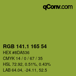カラーコード: RGB 141.1 165 54 | qconv.com