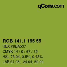カラーコード: RGB 141.1 165 55 | qconv.com