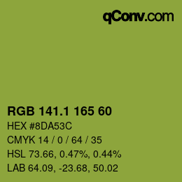 カラーコード: RGB 141.1 165 60 | qconv.com