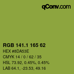 カラーコード: RGB 141.1 165 62 | qconv.com