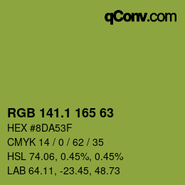 カラーコード: RGB 141.1 165 63 | qconv.com