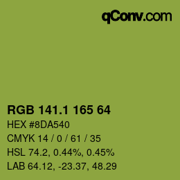 カラーコード: RGB 141.1 165 64 | qconv.com