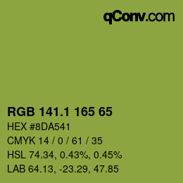 カラーコード: RGB 141.1 165 65 | qconv.com