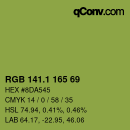 カラーコード: RGB 141.1 165 69 | qconv.com
