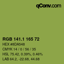 カラーコード: RGB 141.1 165 72 | qconv.com