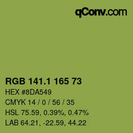 カラーコード: RGB 141.1 165 73 | qconv.com