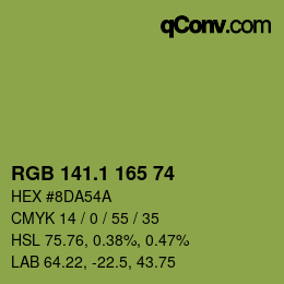 カラーコード: RGB 141.1 165 74 | qconv.com