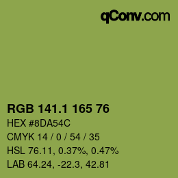 カラーコード: RGB 141.1 165 76 | qconv.com