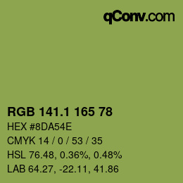 カラーコード: RGB 141.1 165 78 | qconv.com