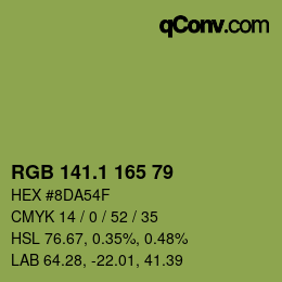 カラーコード: RGB 141.1 165 79 | qconv.com