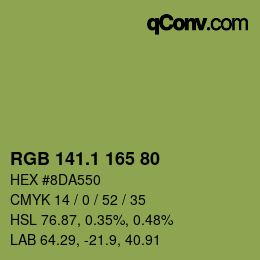 カラーコード: RGB 141.1 165 80 | qconv.com