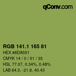 カラーコード: RGB 141.1 165 81 | qconv.com