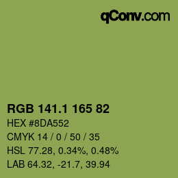 カラーコード: RGB 141.1 165 82 | qconv.com