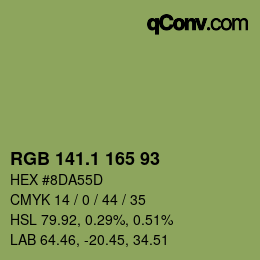 カラーコード: RGB 141.1 165 93 | qconv.com